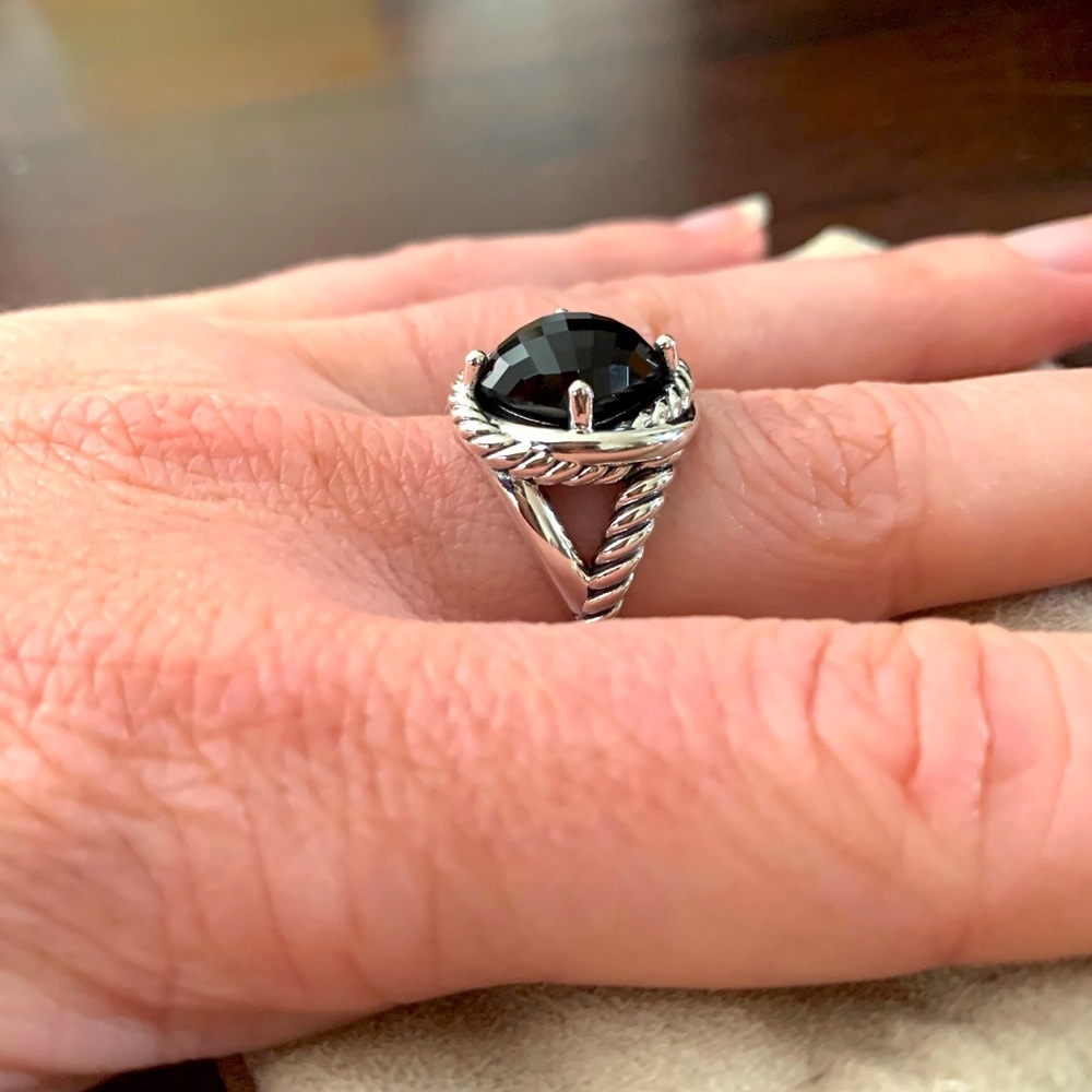 David Yurman 925 Infinity 11mm Onyx Ring Sz 6.75